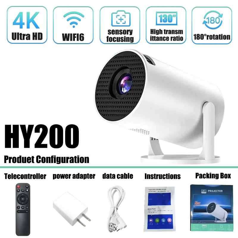 Vidéo projecteur portable HY200 – Rotation 270° – Cinéma à domicile