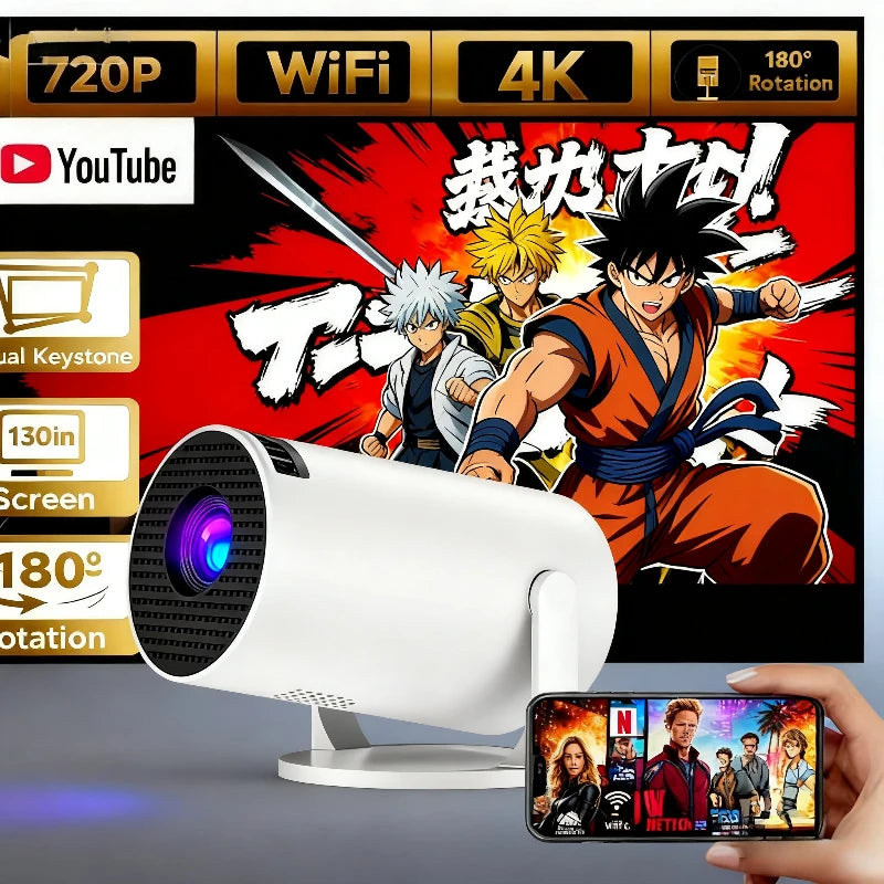 Vidéo projecteur portable HY200 – Rotation 270° – Cinéma à domicile